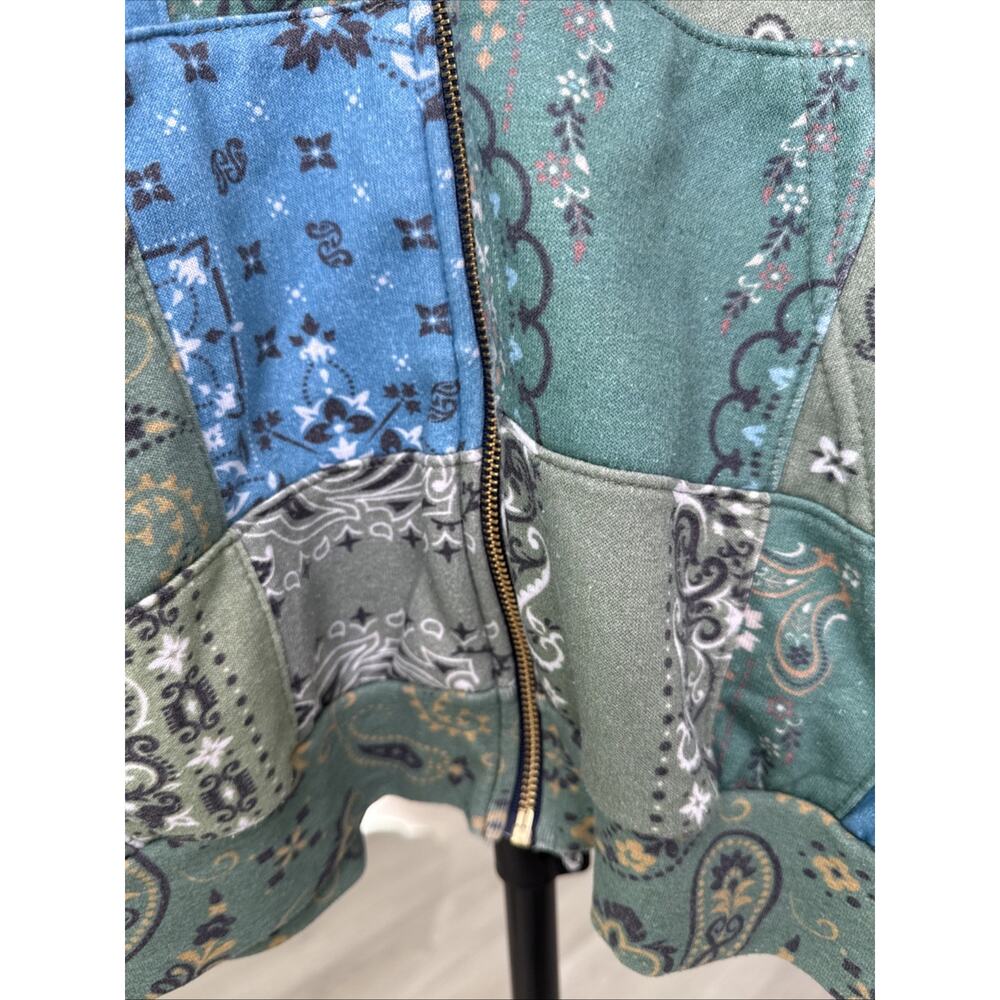 AVIATOR NATION-BANDANA QUILTED Relaxed ZIip Hoodie-Blue-Unisex Medium-Washed 1 x - Picture 3 of 14